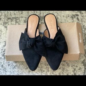 Madewell black bow mules 6 NIB